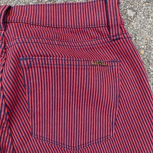 Ralph Lauren LRL, Red & Navy Pinstripe Pants Modern Straight Leg Denim 2P Petite - Picture 11 of 12